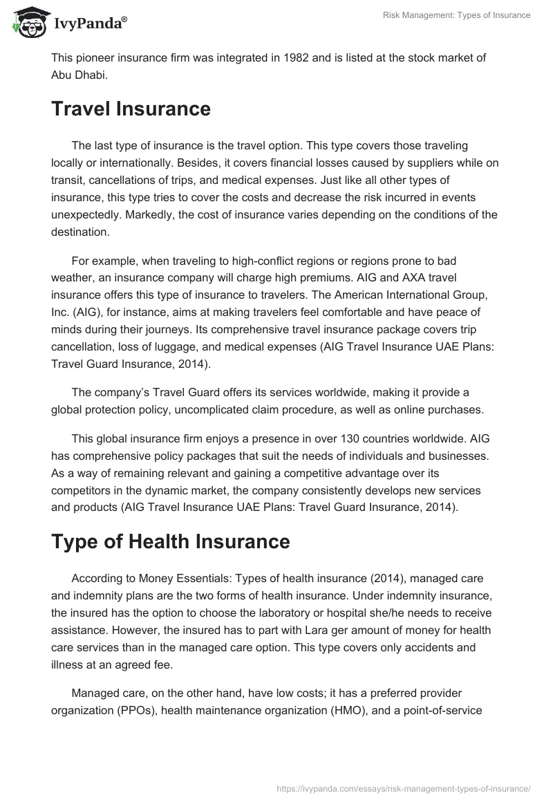 Risk Management: Types of Insurance. Page 3