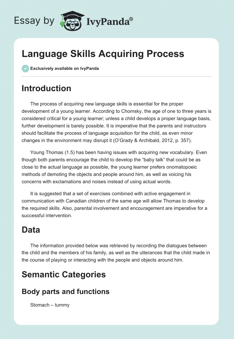 Language Skills Acquiring Process. Page 1