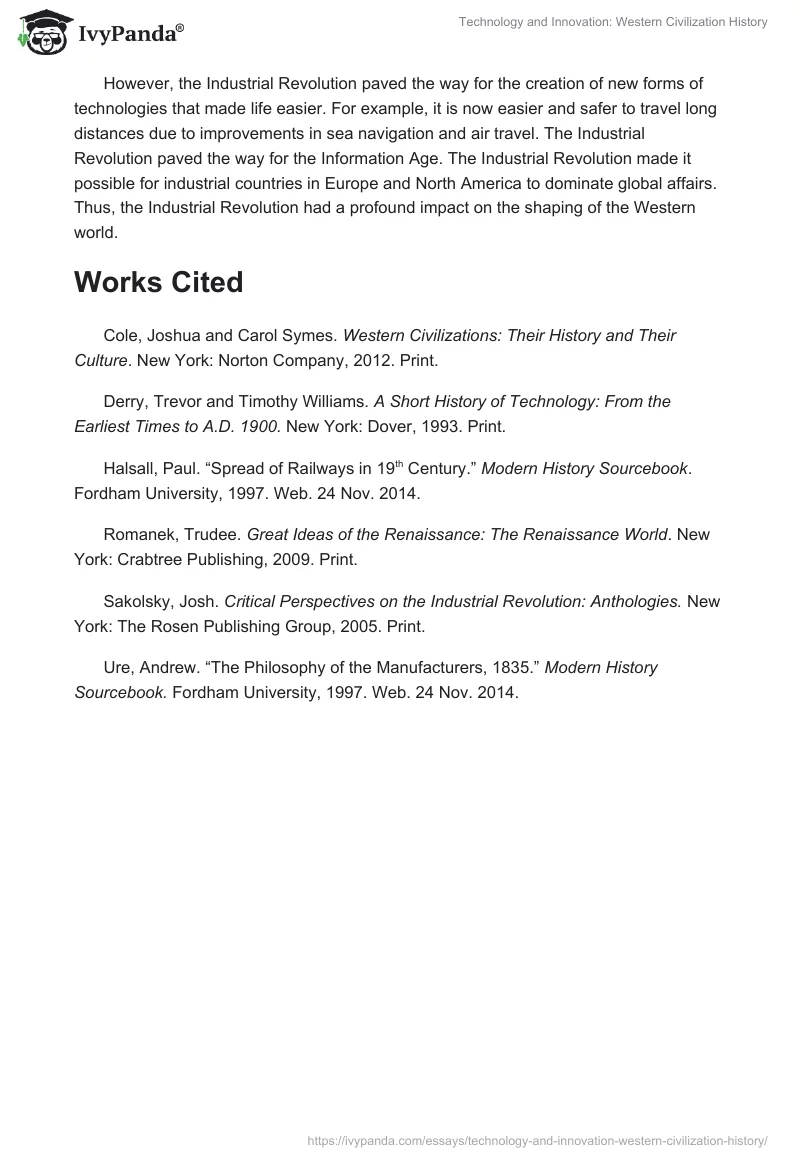 Technology and Innovation: Western Civilization History. Page 4