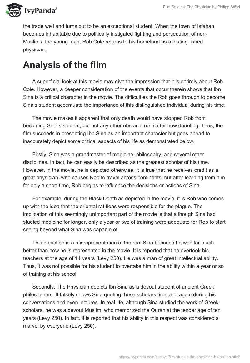 Film Studies: "The Physician" by Philipp Stölzl. Page 2
