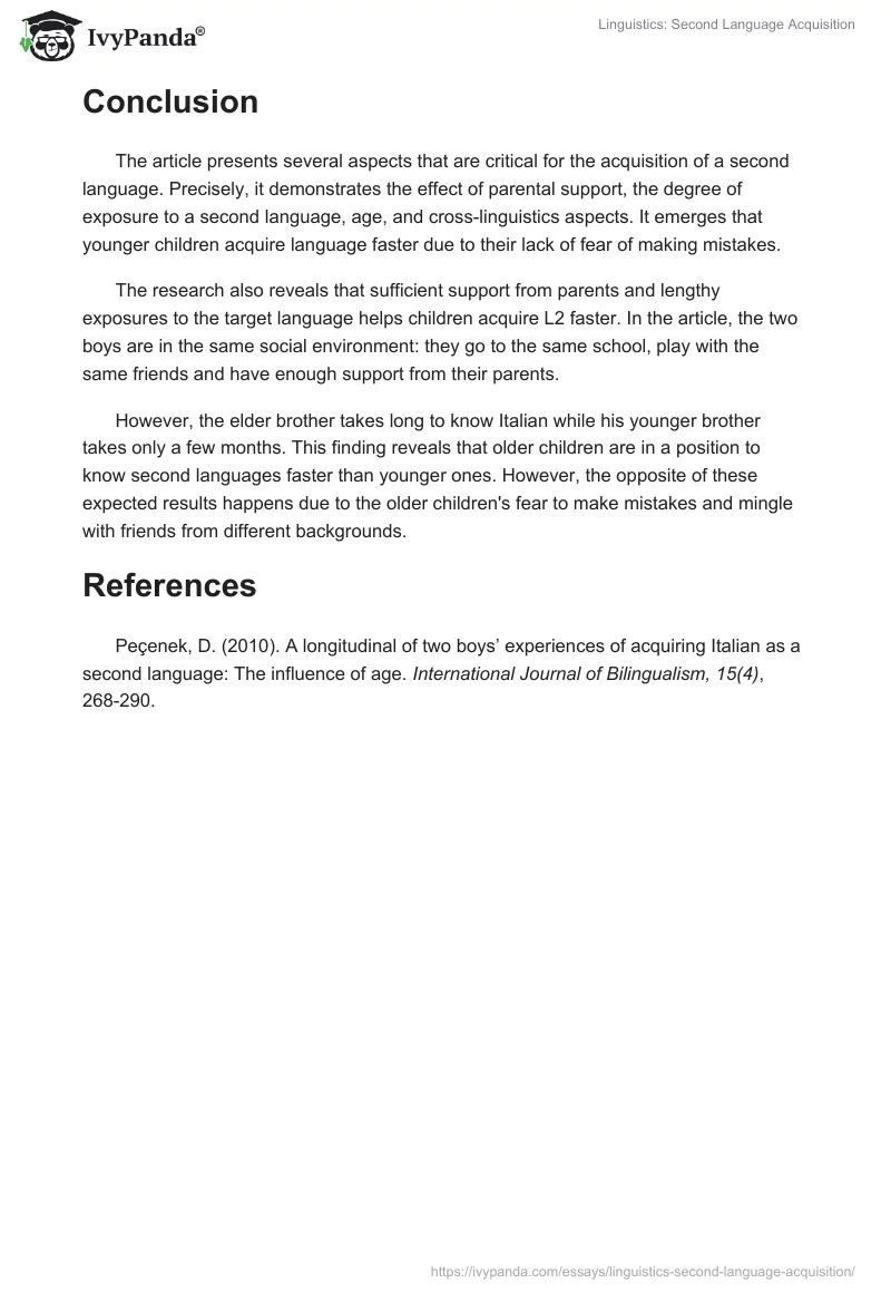 Linguistics: Second Language Acquisition. Page 3