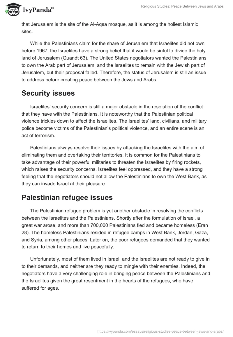Religious Studies: Peace Between Jews and Arabs. Page 2