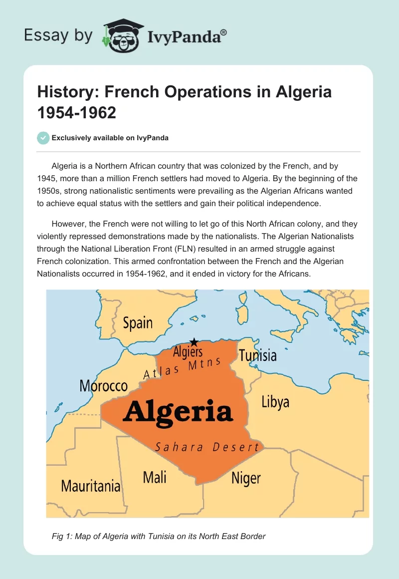 History: French Operations in Algeria 1954-1962. Page 1