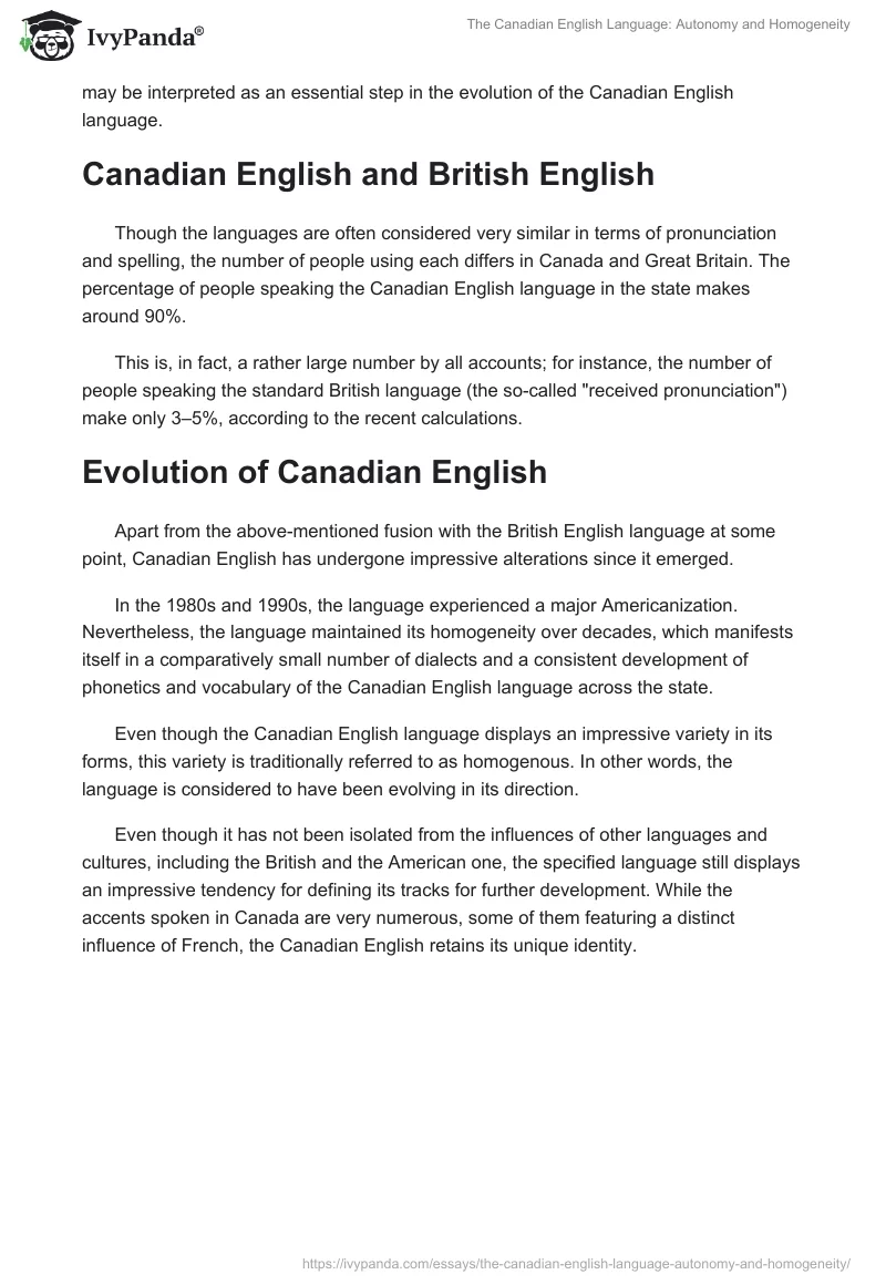 The Canadian English Language: Autonomy and Homogeneity. Page 2