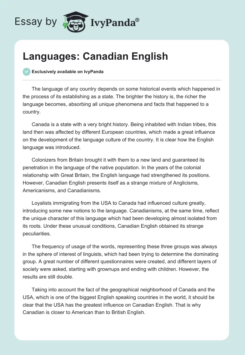 Languages: Canadian English. Page 1