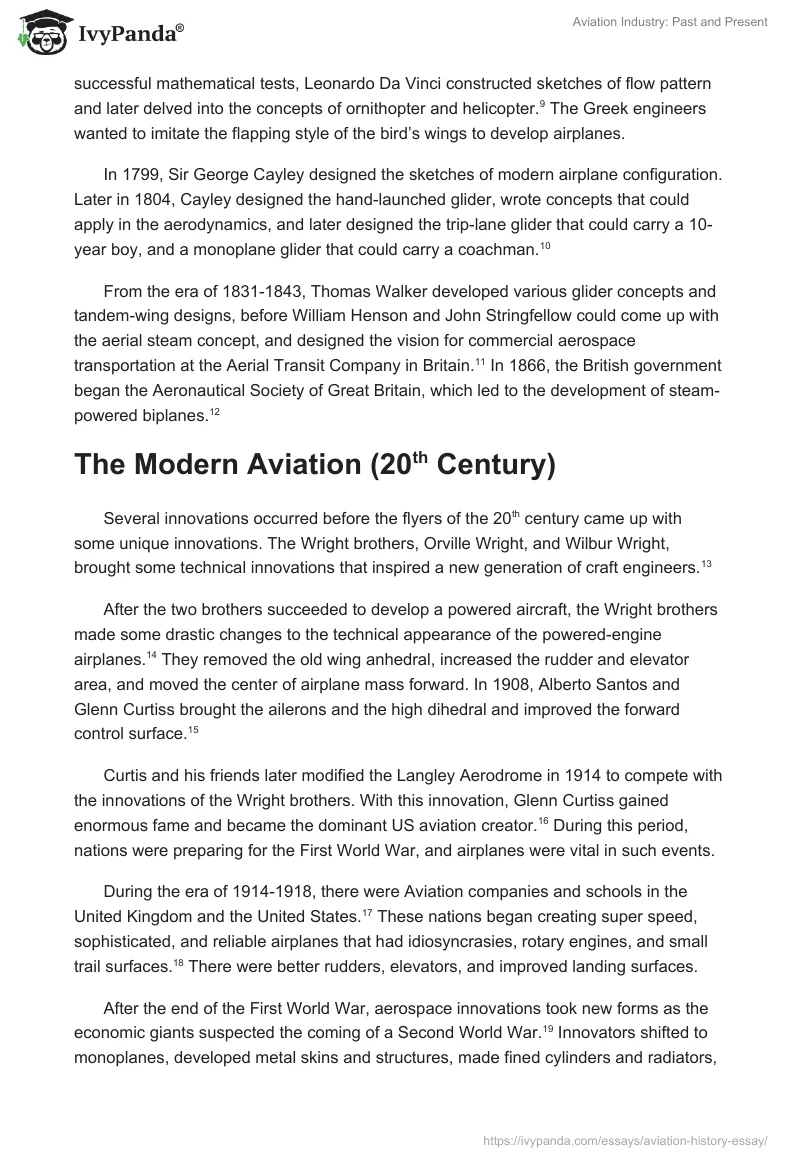 Aviation Industry: Past and Present. Page 2