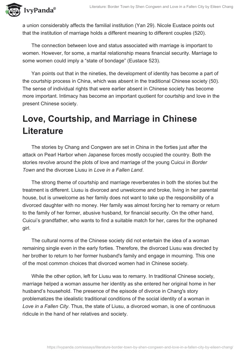 Literature: Border Town by Shen Congwen and Love in a Fallen City by Eileen Chang. Page 2