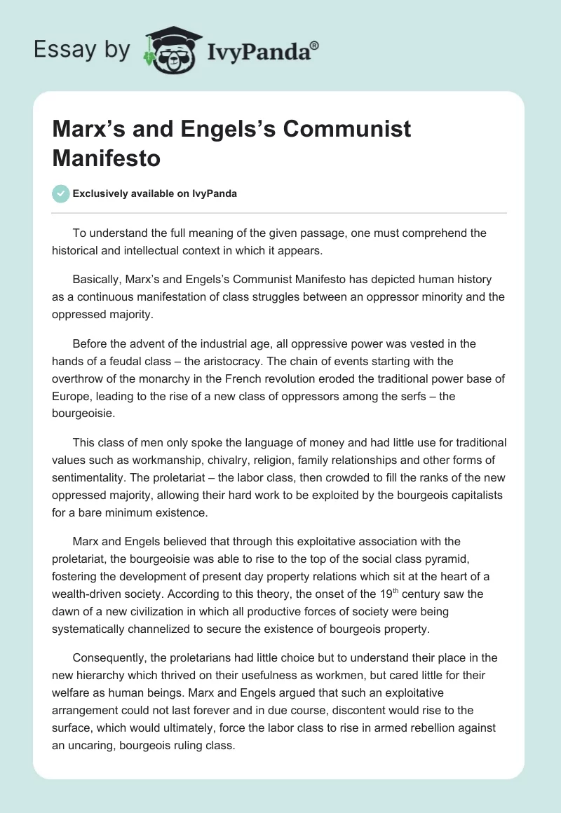 Marx’s and Engels’s Communist Manifesto. Page 1