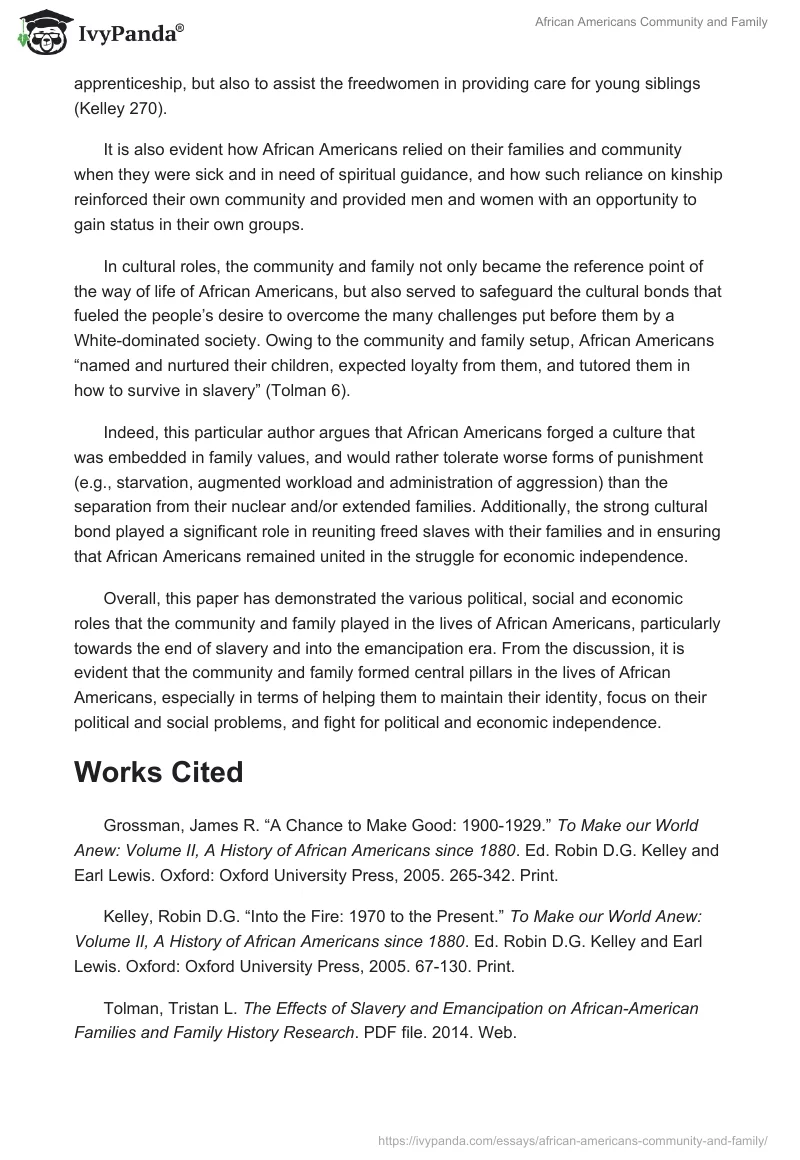 African Americans Community and Family. Page 2
