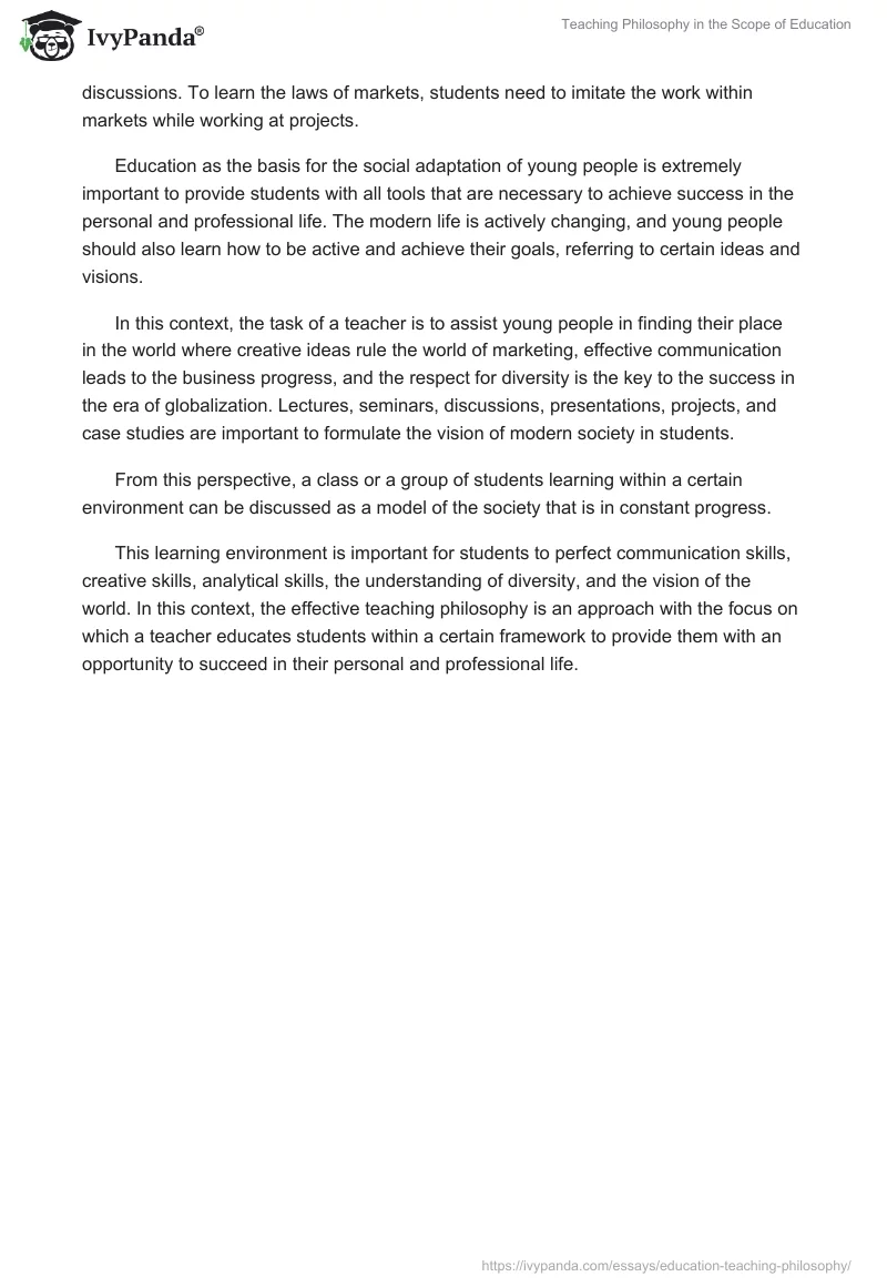 Teaching Philosophy in the Scope of Education. Page 2