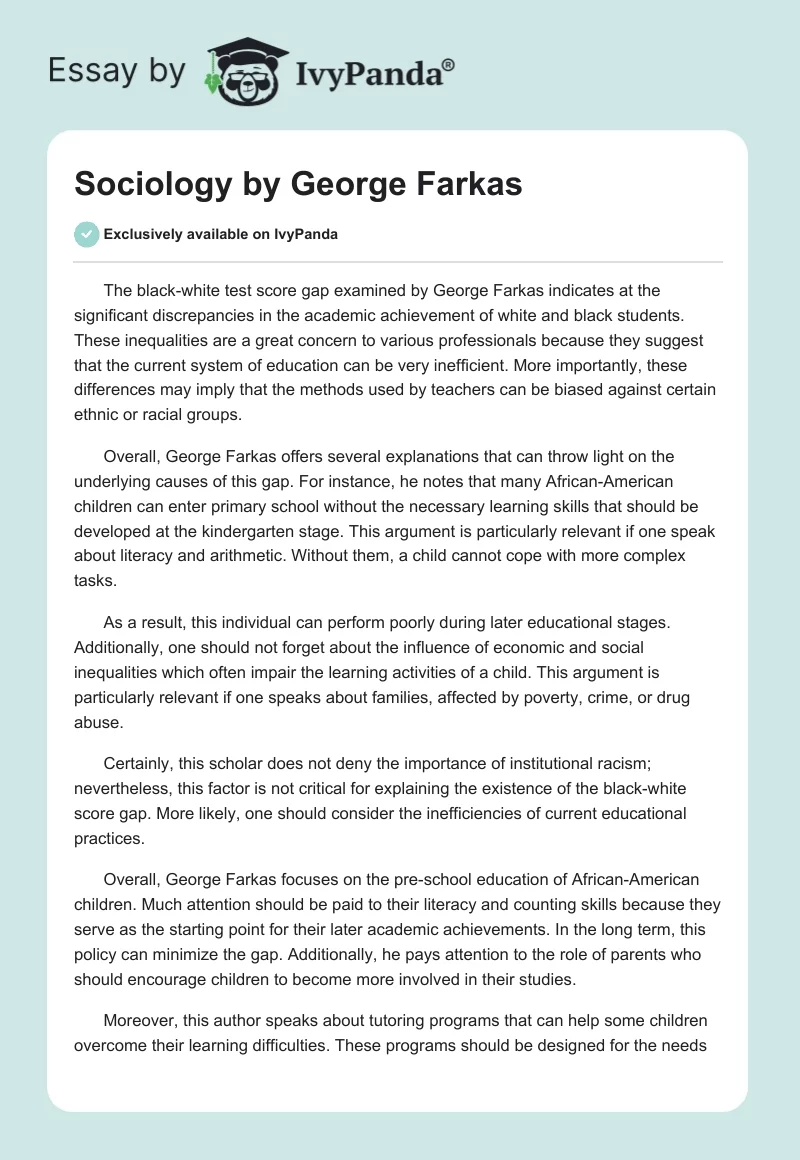 Sociology by George Farkas. Page 1