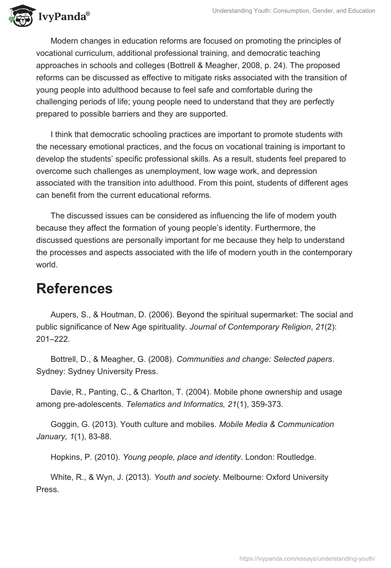 Understanding Youth: Consumption, Gender, and Education. Page 3