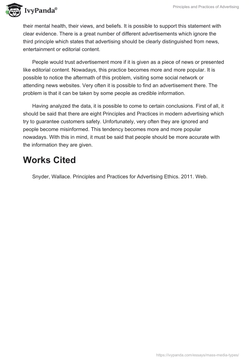 Principles and Practices of Advertising. Page 2