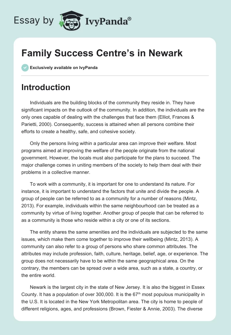 Family Success Centre’s in Newark. Page 1