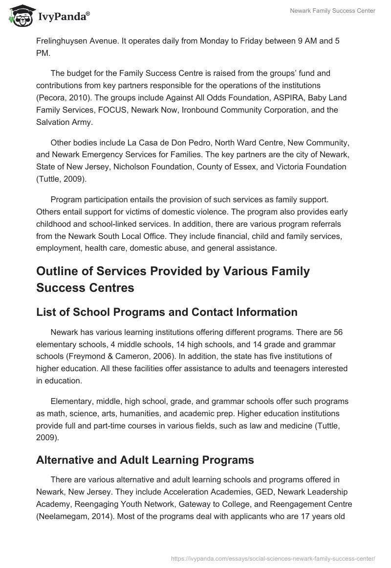 Newark Family Success Center. Page 3