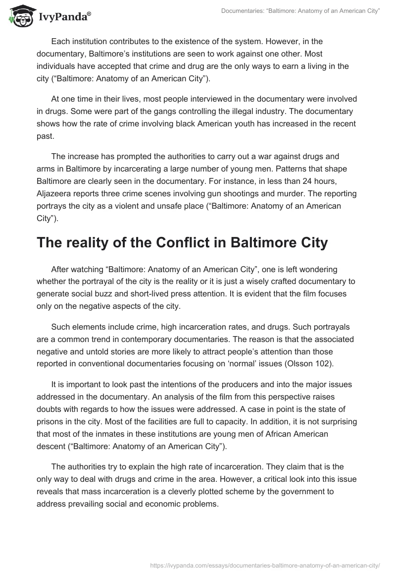 Documentaries: “Baltimore: Anatomy of an American City”. Page 2