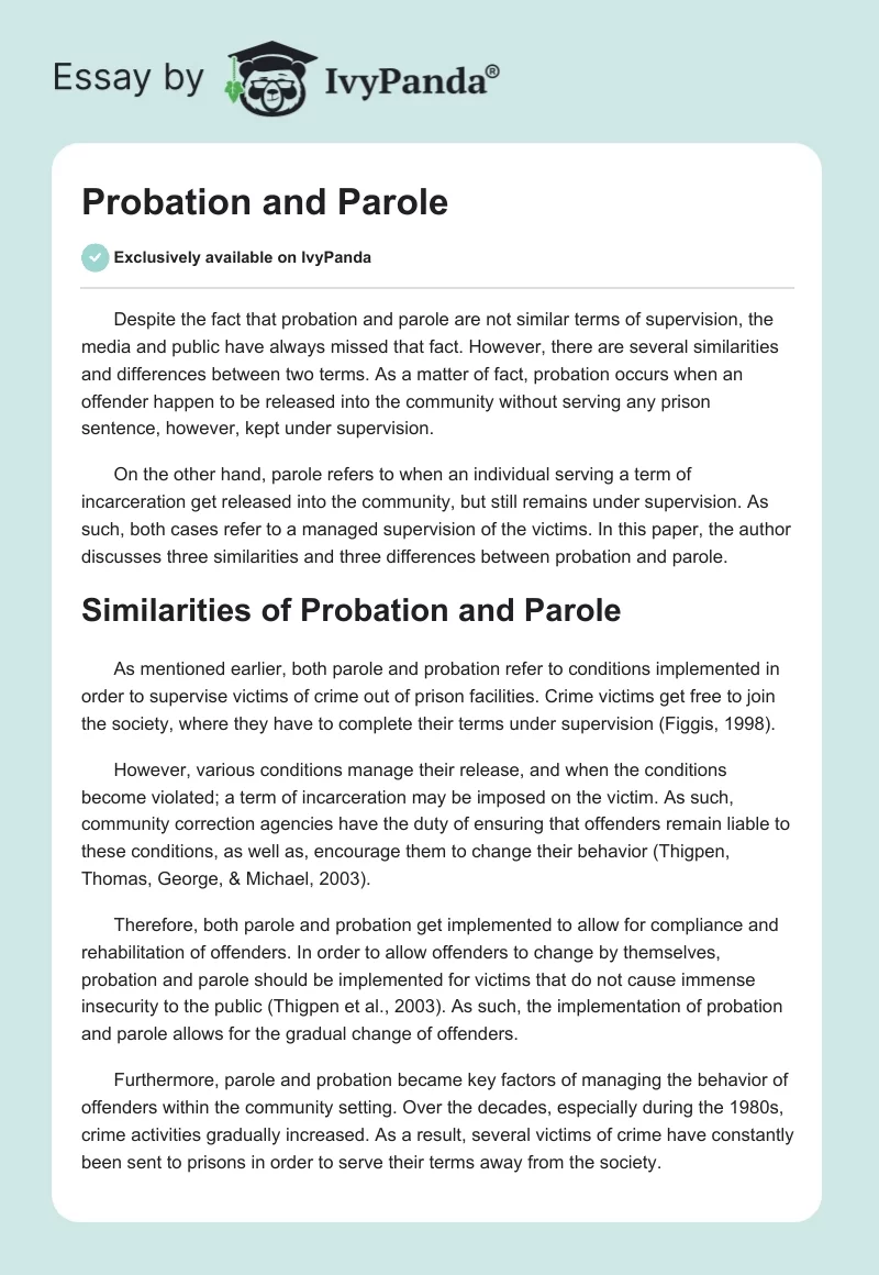 Probation and Parole. Page 1