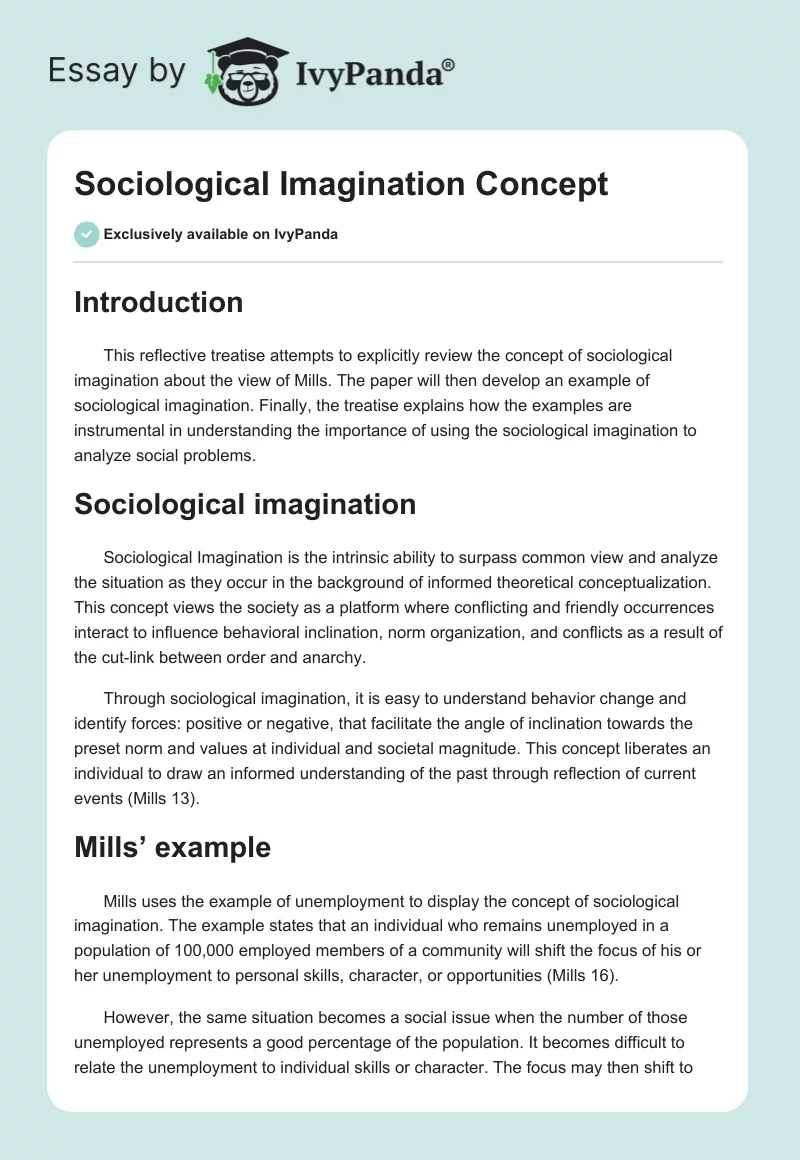 Sociological Imagination Concept. Page 1