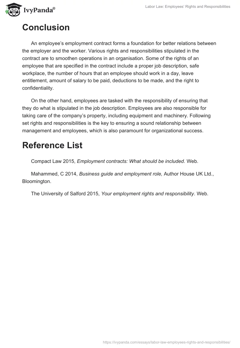 Labor Law: Employees’ Rights and Responsibilities. Page 3