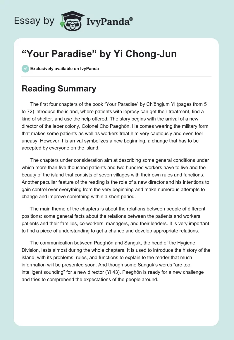 “Your Paradise” by Yi Chong-Jun. Page 1