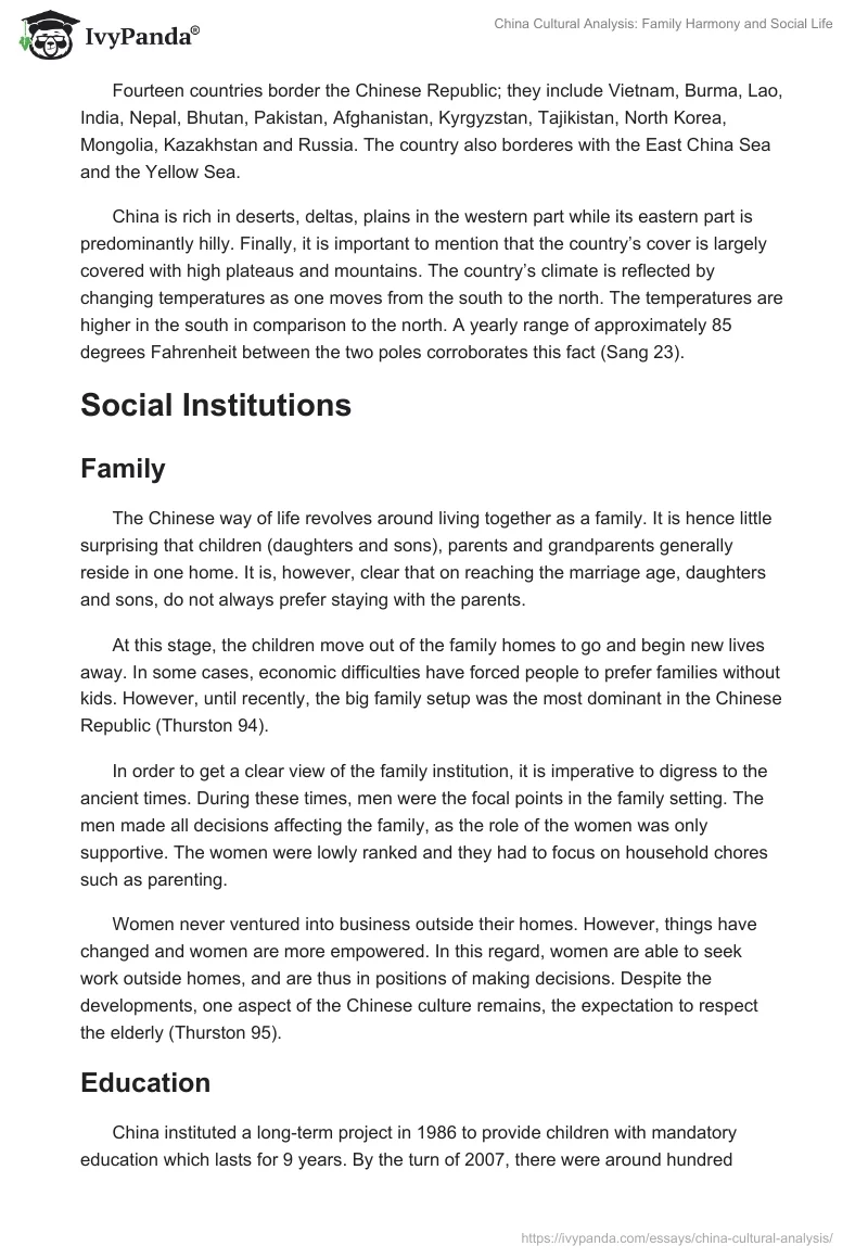 China Cultural Analysis: Family Harmony and Social Life. Page 2