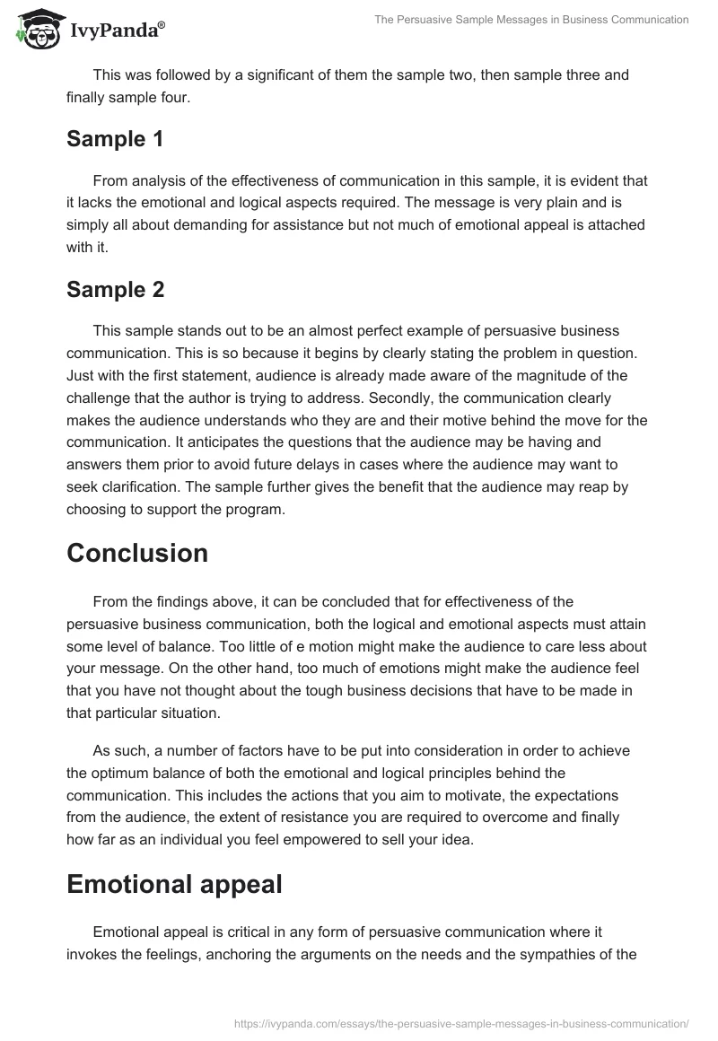 The Persuasive Sample Messages in Business Communication. Page 4