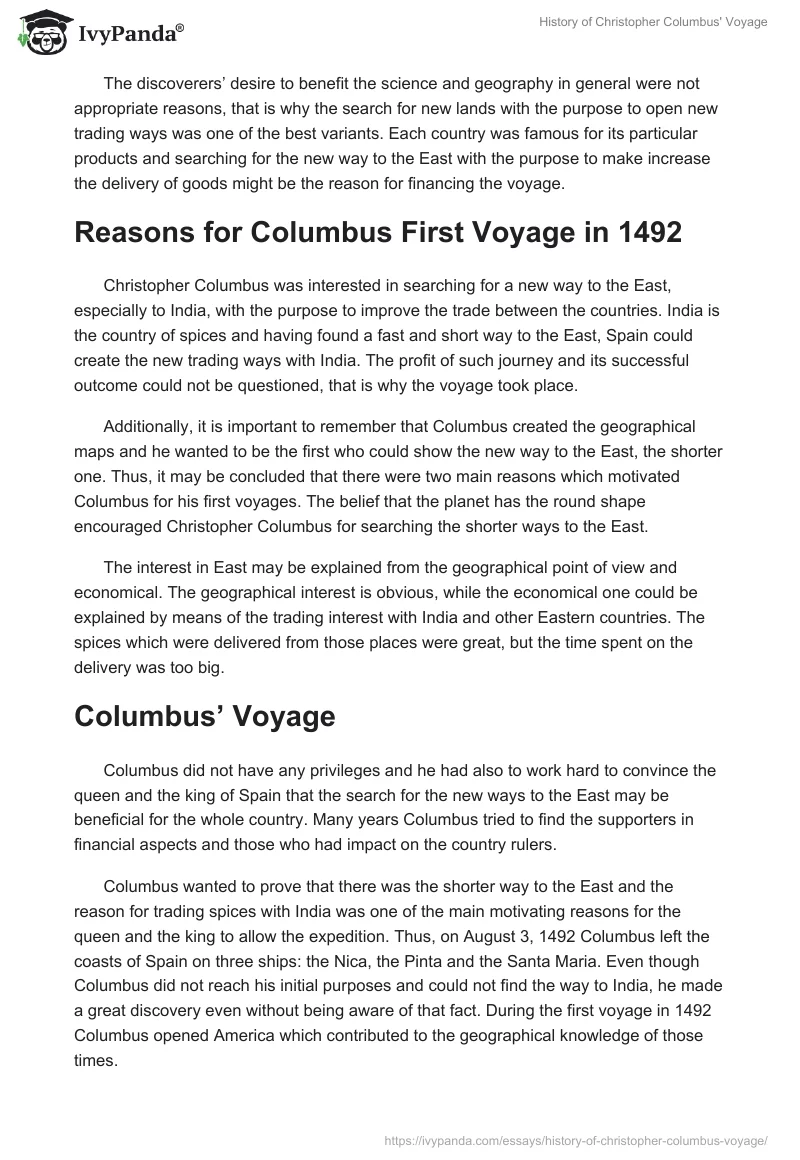 History of Christopher Columbus' Voyage. Page 2