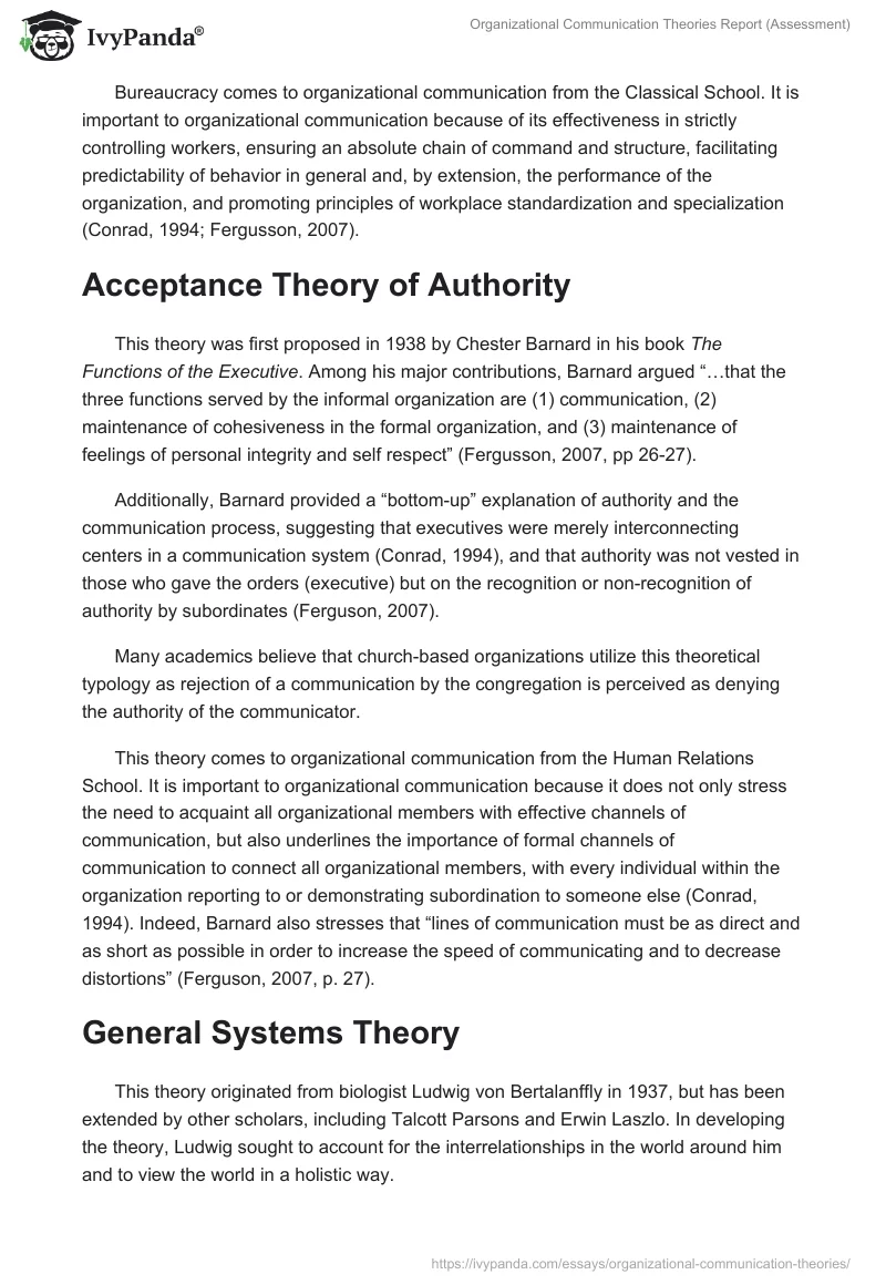 Organizational Communication Theories Report (Assessment). Page 2