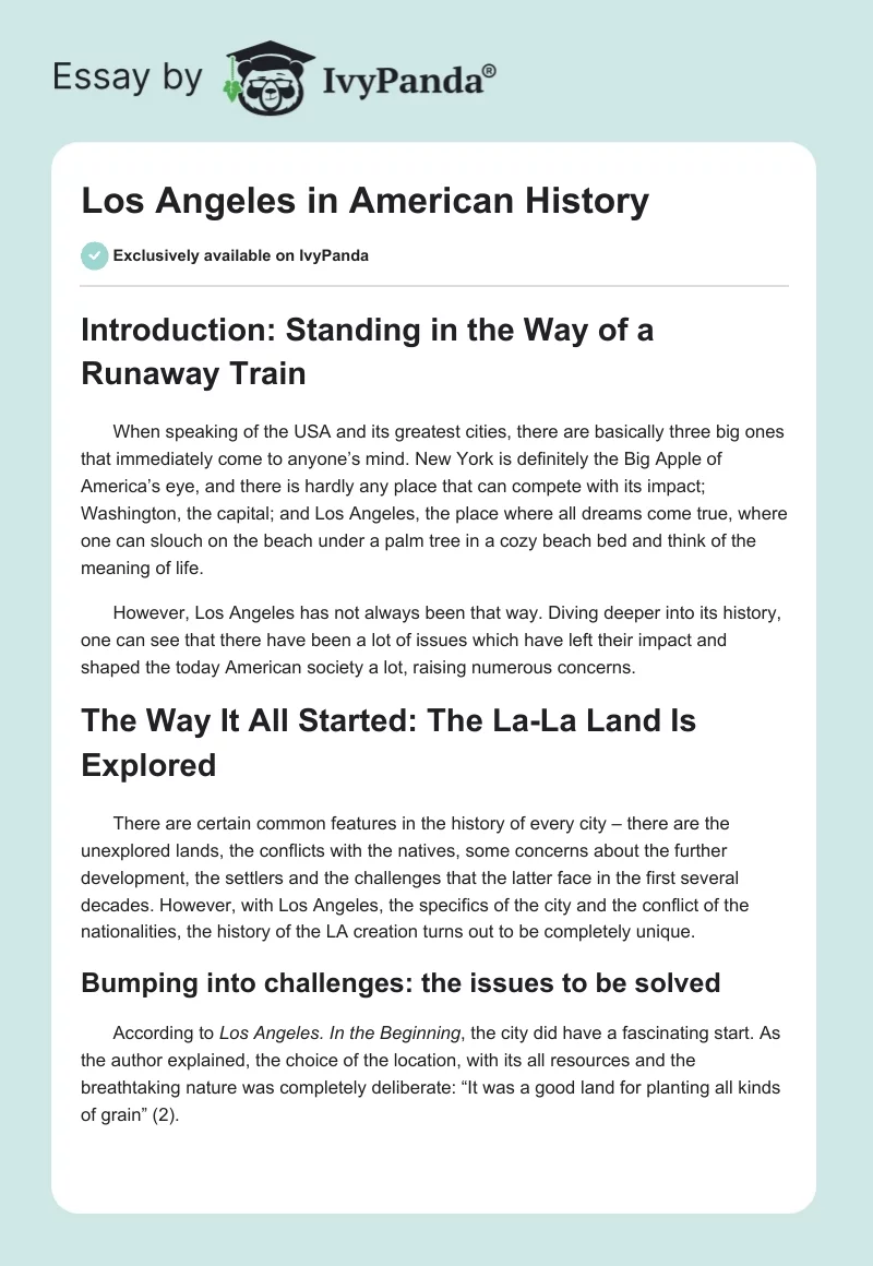 Los Angeles in American History. Page 1