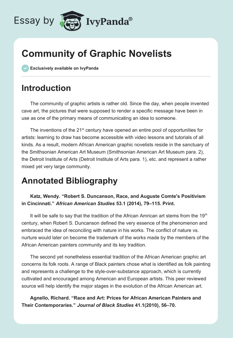 Community of Graphic Novelists. Page 1