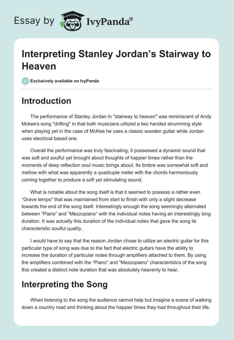 Interpreting Stanley Jordan’s "Stairway to Heaven". Page 1
