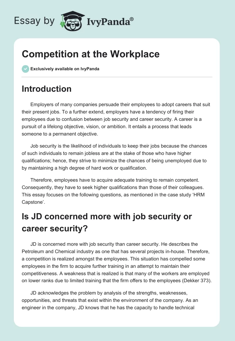 Competition at the Workplace. Page 1