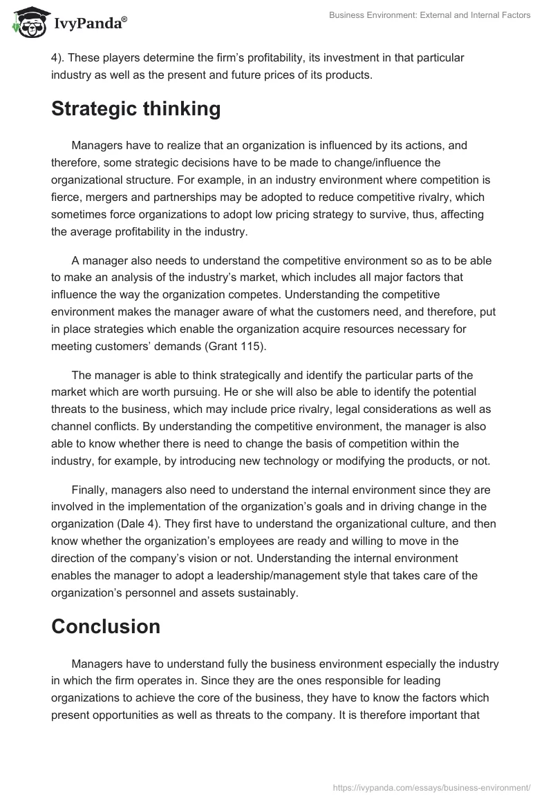 Business Environment: External and Internal Factors. Page 2