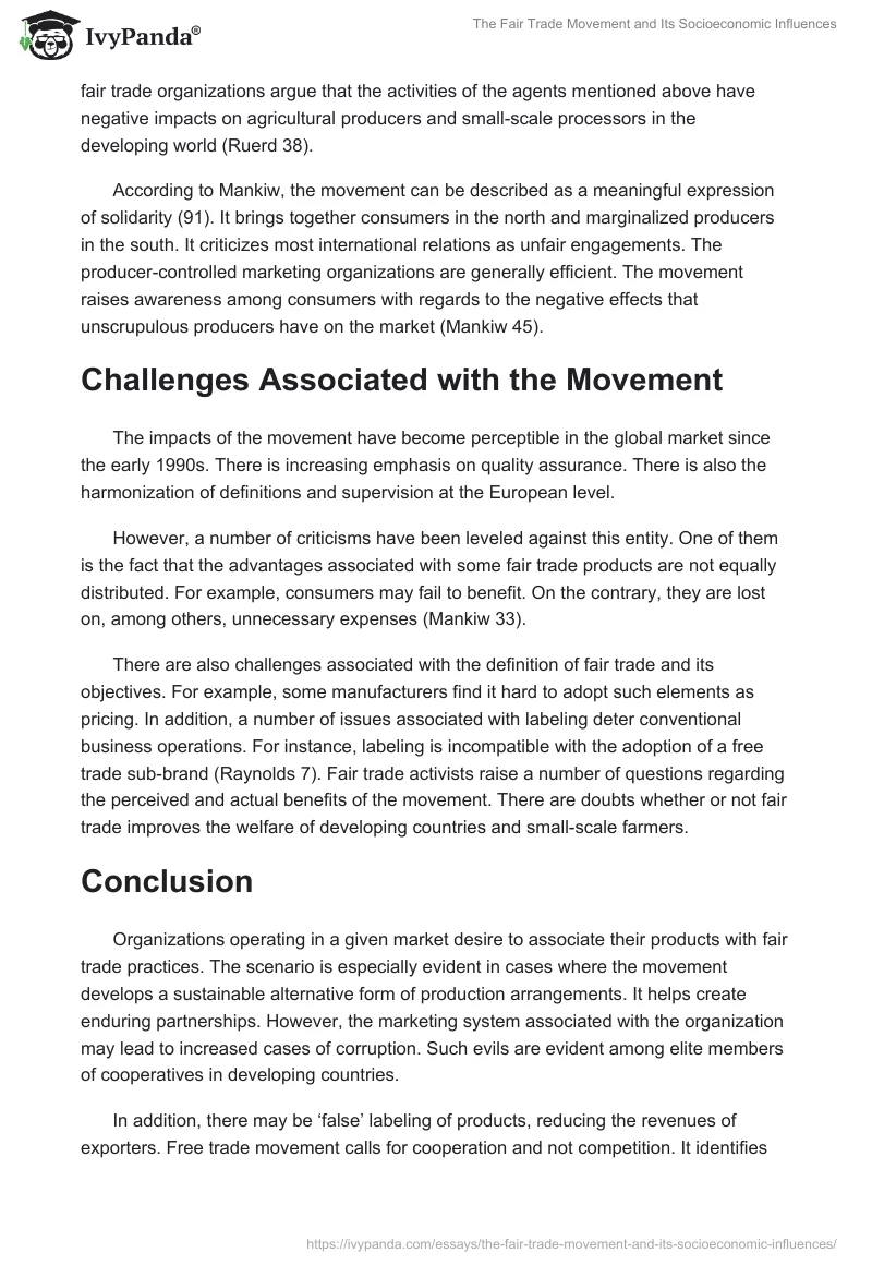 The Fair Trade Movement and Its Socioeconomic Influences. Page 4