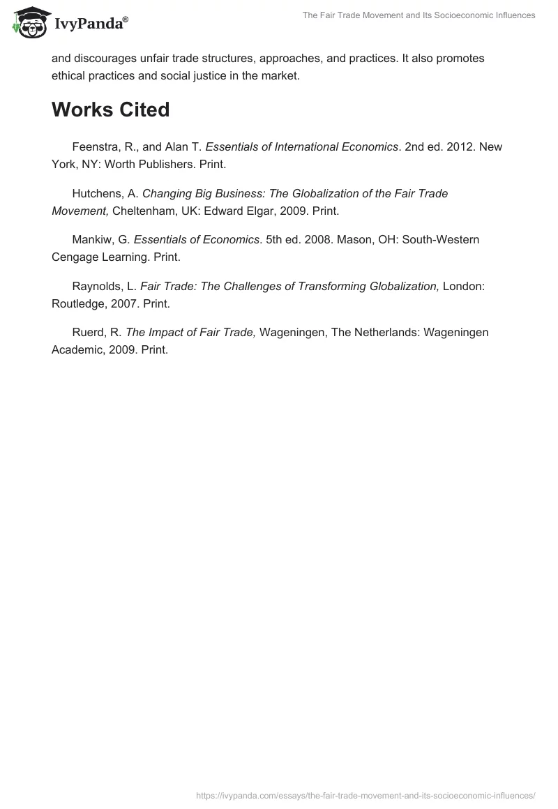 The Fair Trade Movement and Its Socioeconomic Influences. Page 5