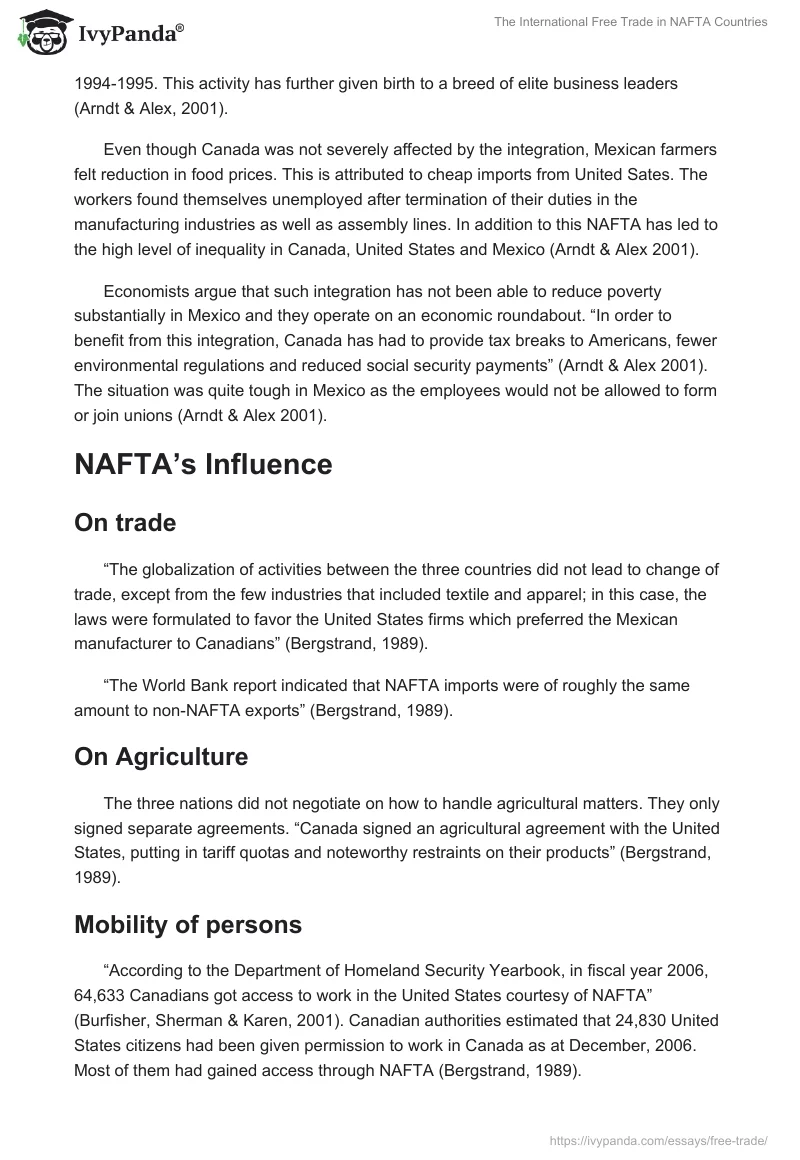 The International Free Trade in NAFTA Countries. Page 2
