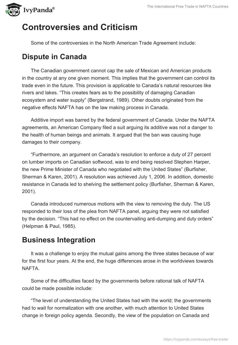 The International Free Trade in NAFTA Countries. Page 3