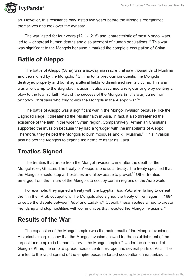 Mongol Conquest' Causes, Battles, and Results. Page 3