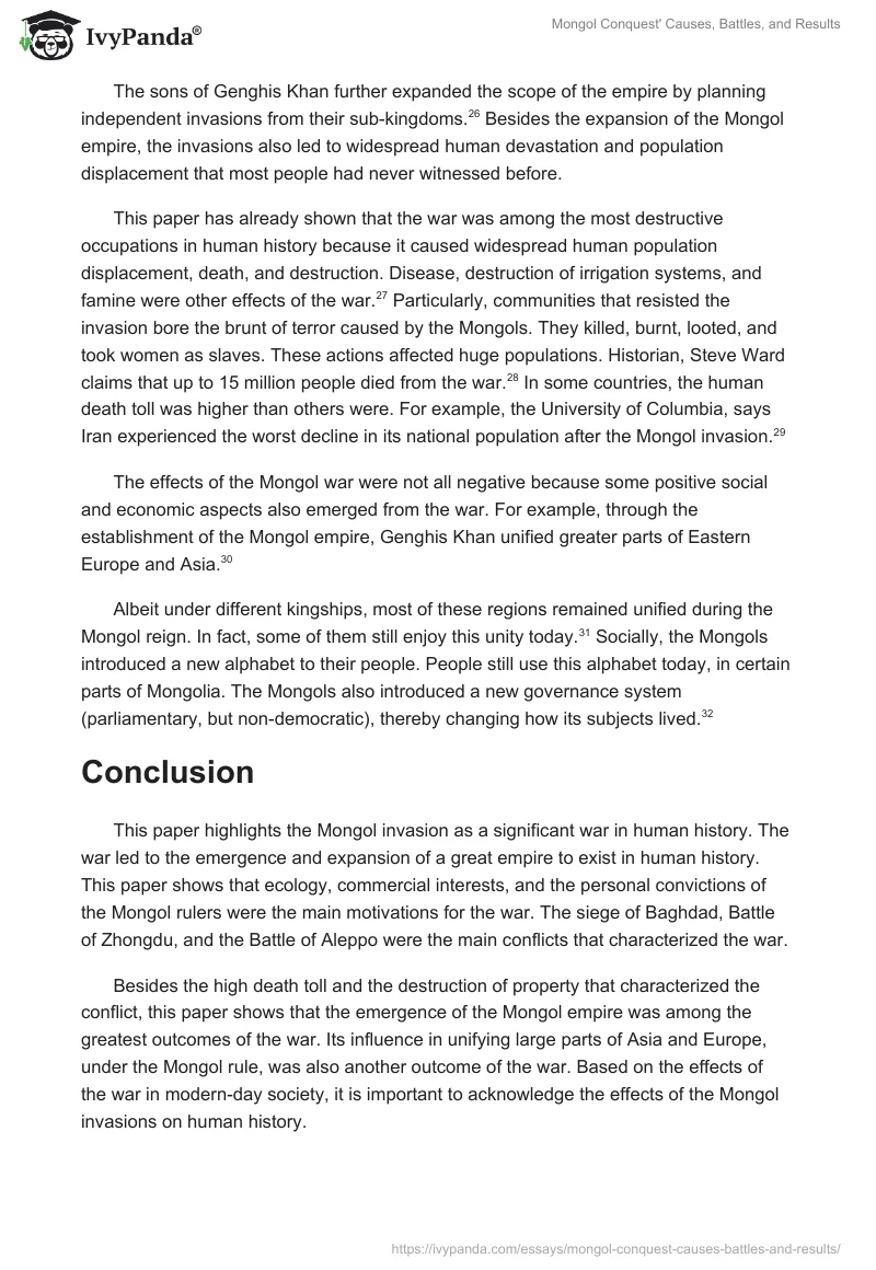 Mongol Conquest' Causes, Battles, and Results. Page 4