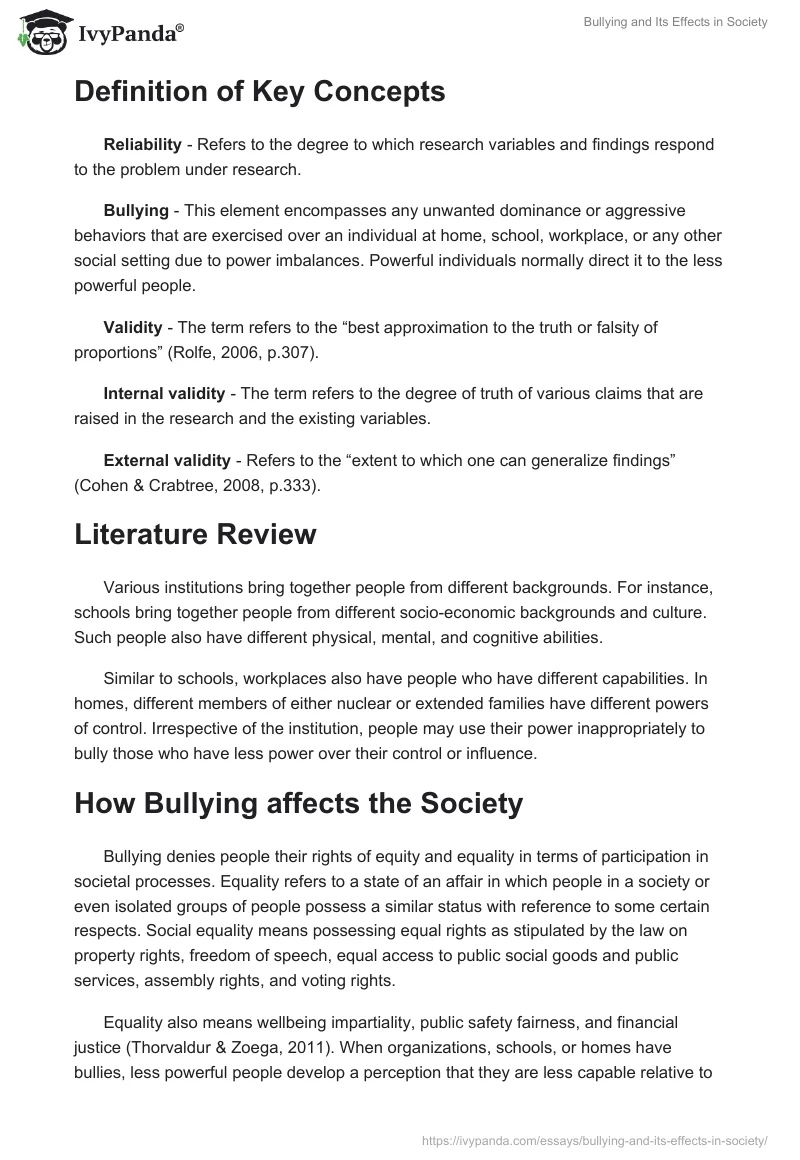 Bullying and Its Effects in Society. Page 4