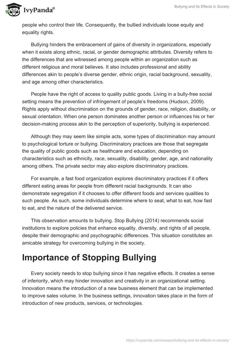 Bullying and Its Effects in Society. Page 5