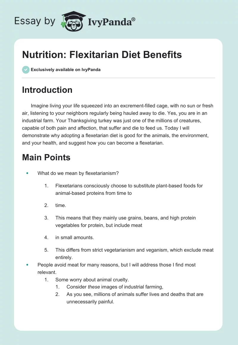 Nutrition: Flexitarian Diet Benefits. Page 1