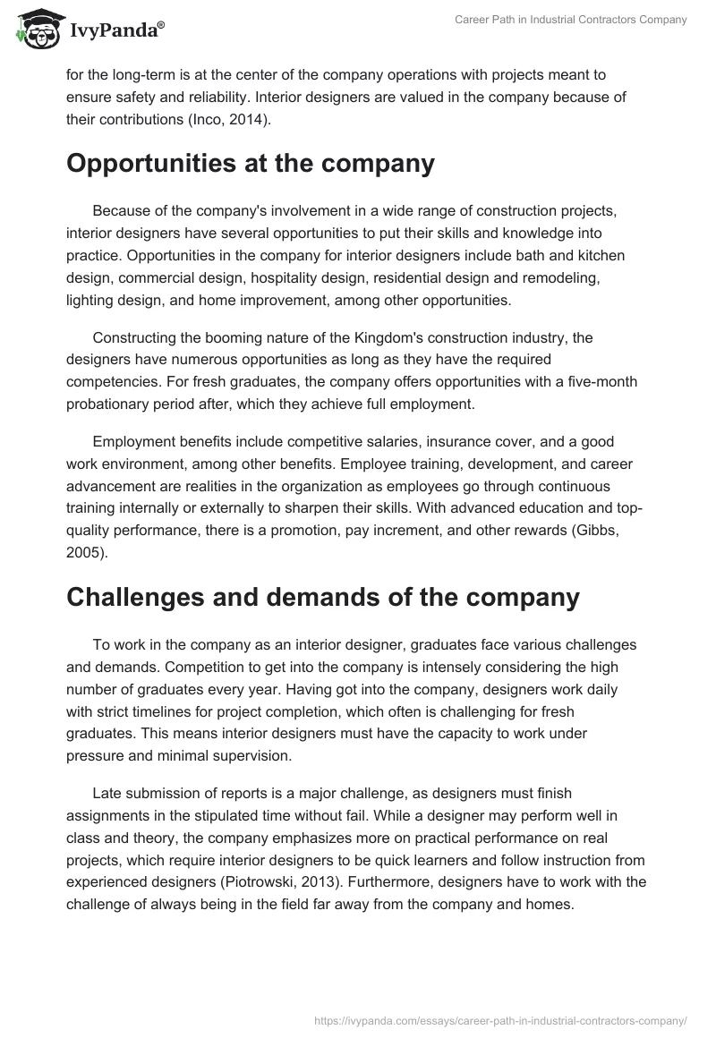 Career Path in Industrial Contractors Company. Page 2