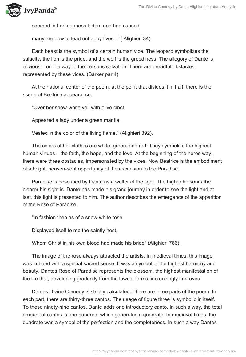 "The Divine Comedy" by Dante Alighieri Literature Analysis. Page 2