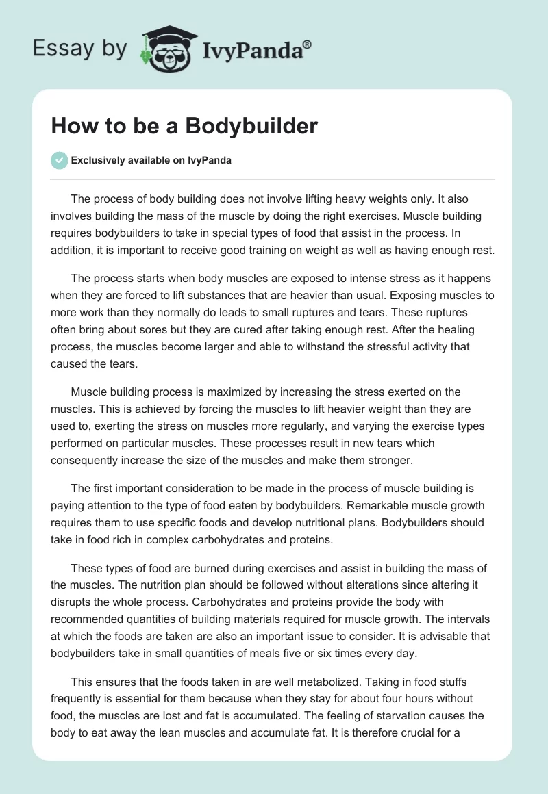 How to be a Bodybuilder. Page 1