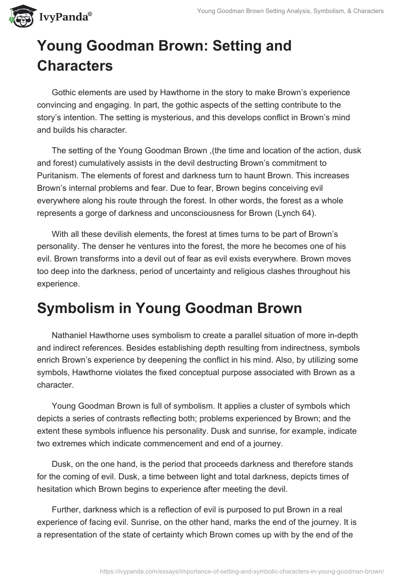Young Goodman Brown Setting Analysis, Symbolism, & Characters. Page 2