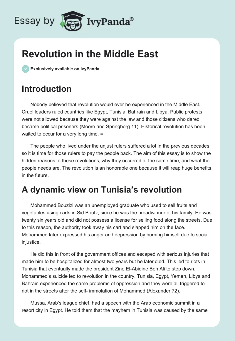 Revolution in the Middle East. Page 1