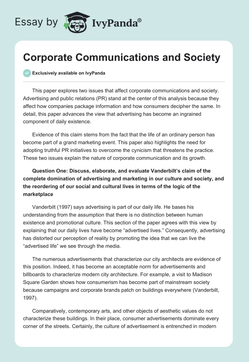 Corporate Communications and Society. Page 1