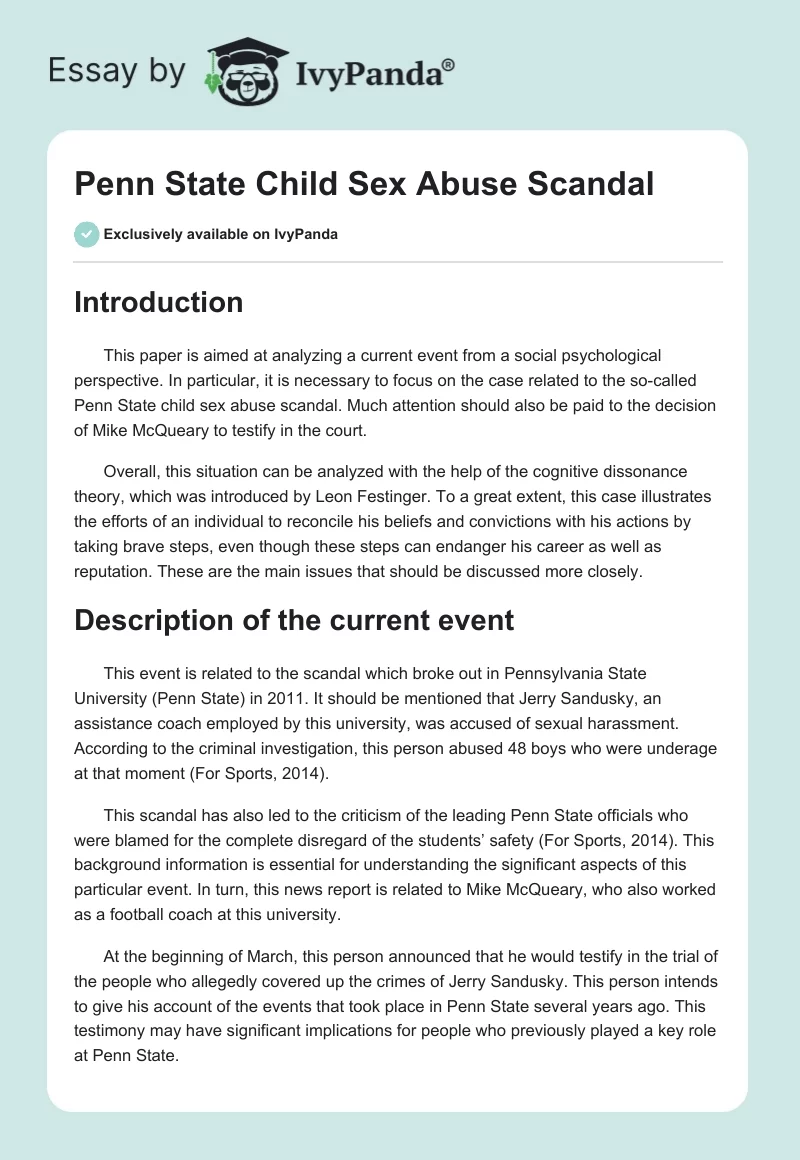 Penn State Child Sex Abuse Scandal. Page 1
