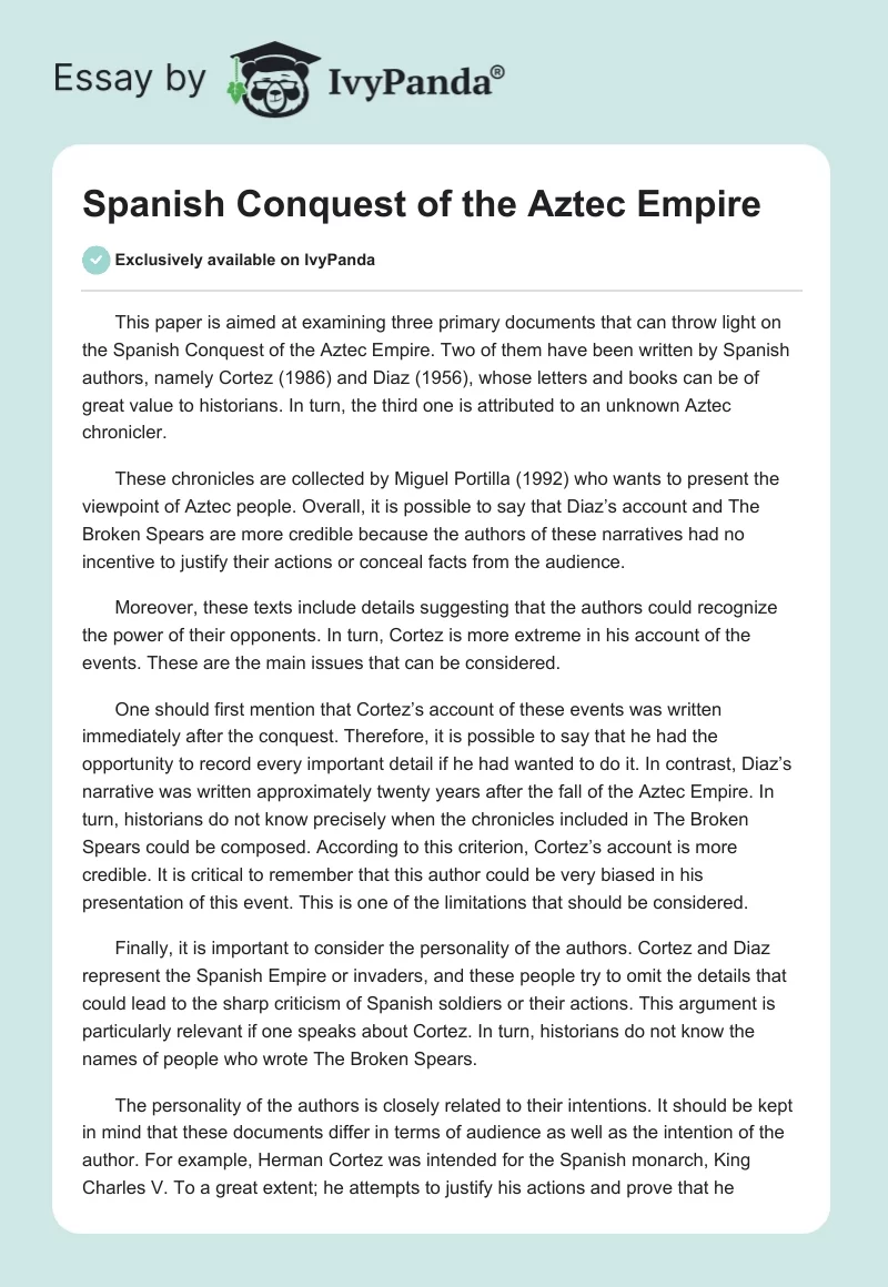 Spanish Conquest of the Aztec Empire. Page 1